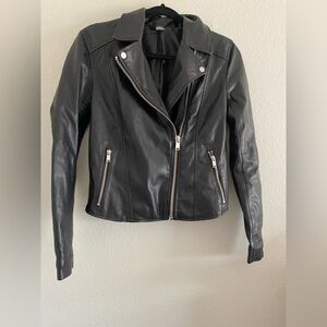 H&M Faux Leather Jacket Black Moto Goth Classic